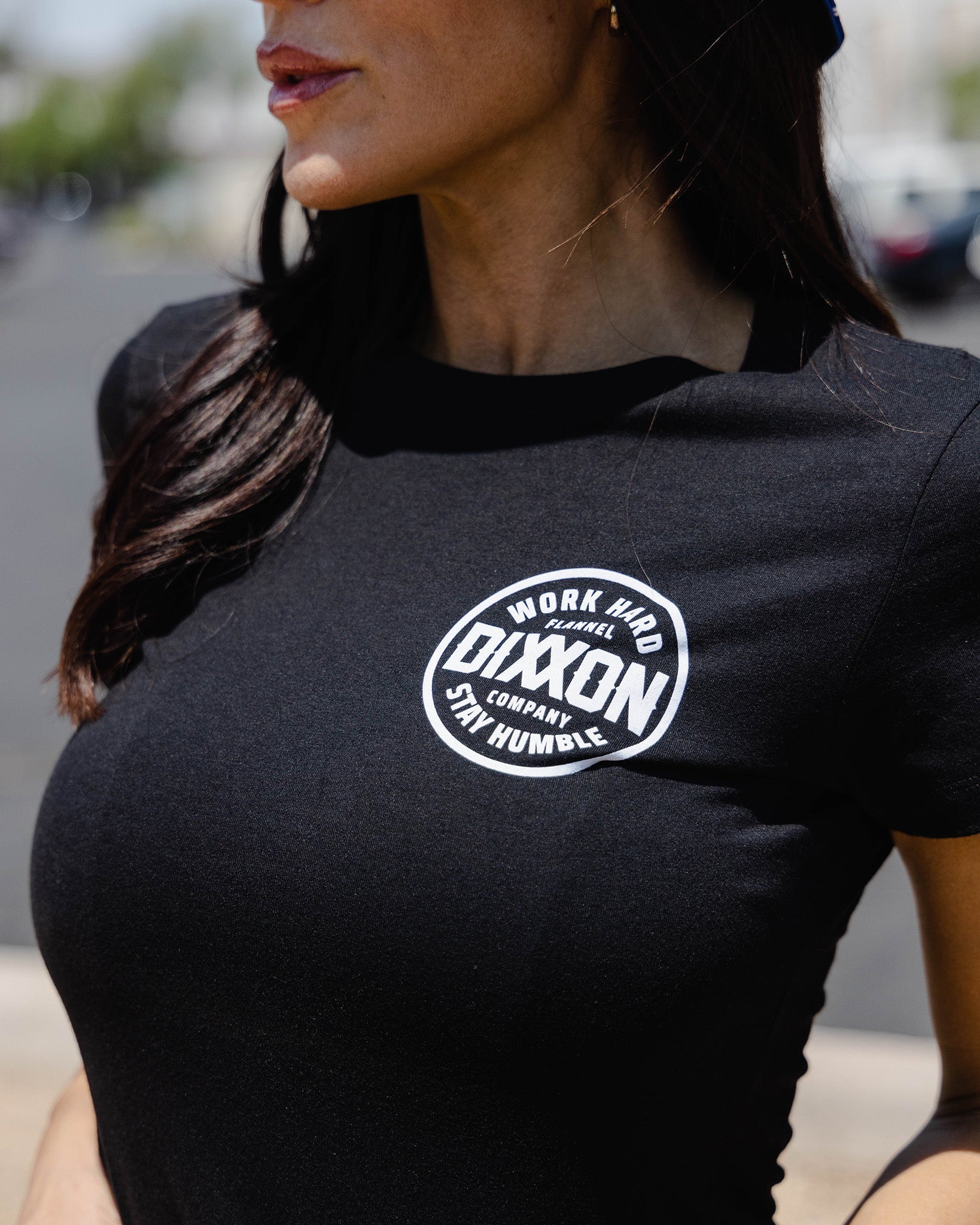 Women's White Nuevo Corpo Fitted Tee - Black