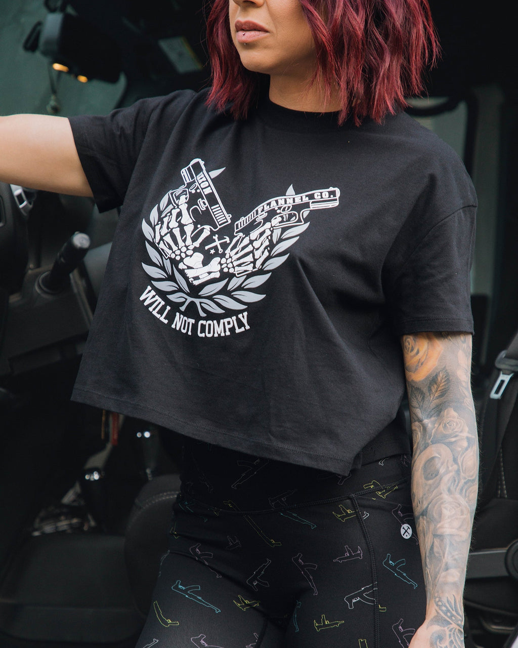 Women's Will Not Comply Crop Top - Black
