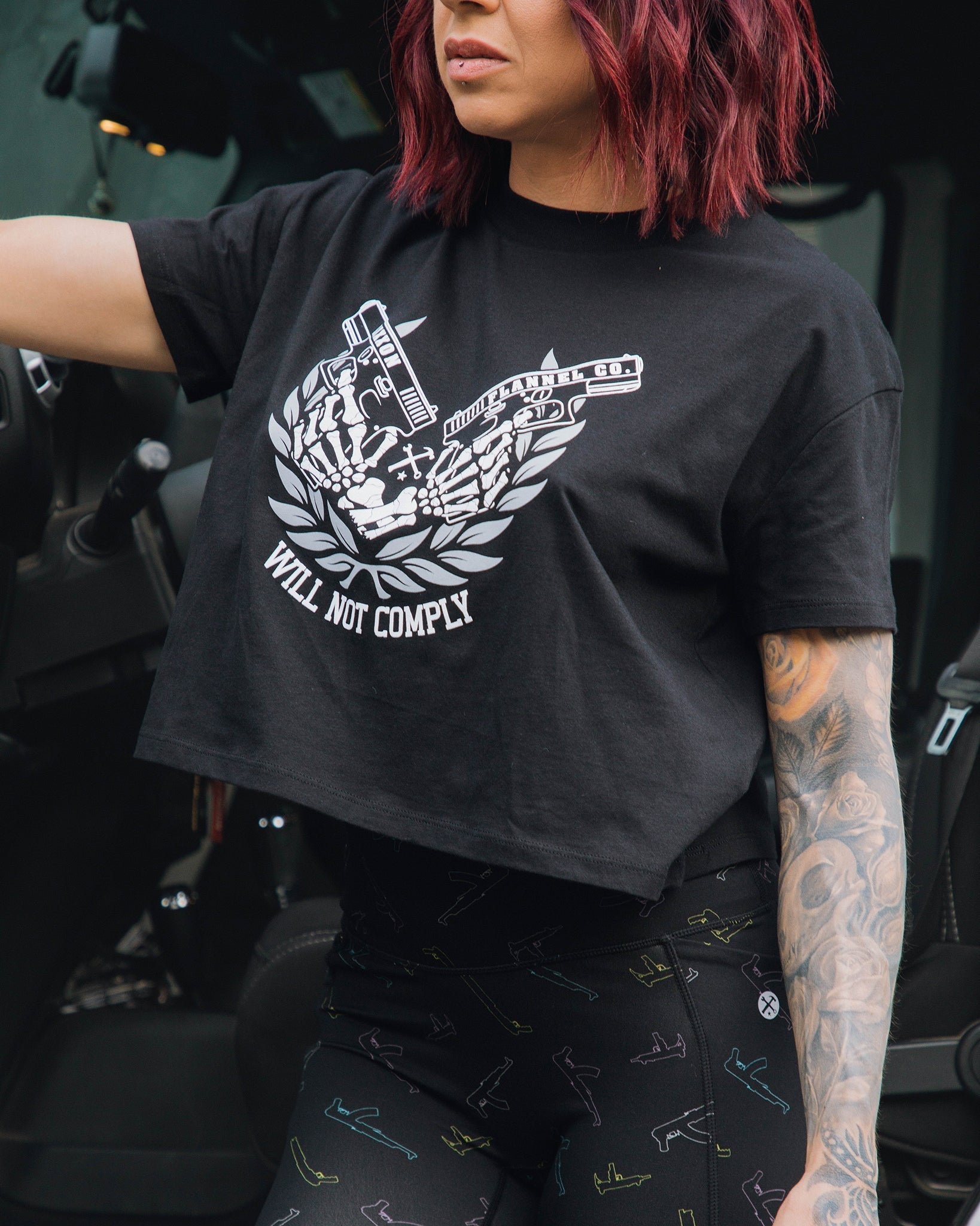 Women's Will Not Comply Crop Top - Black