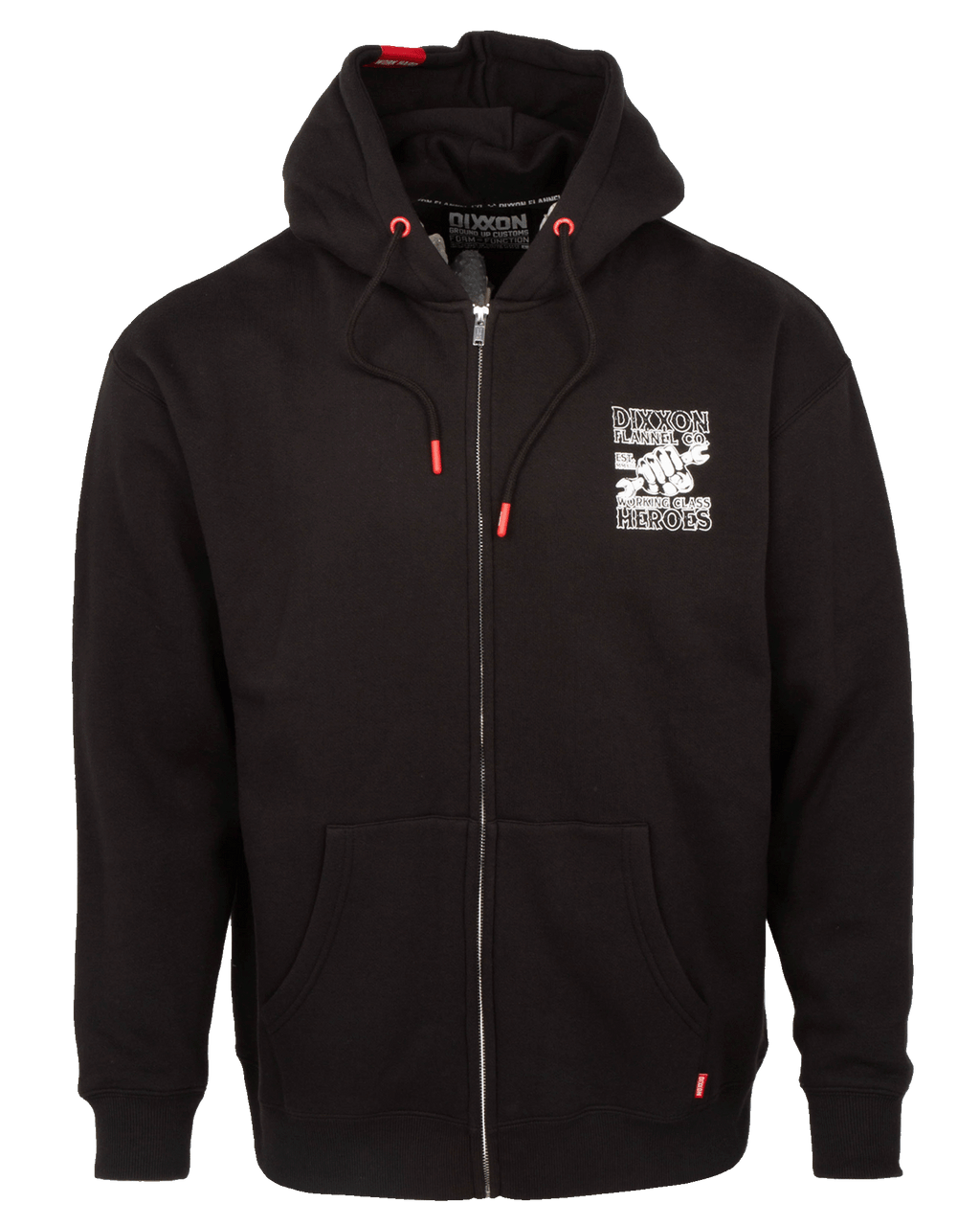 Working Class Fist Zip Up Hoodie - Black