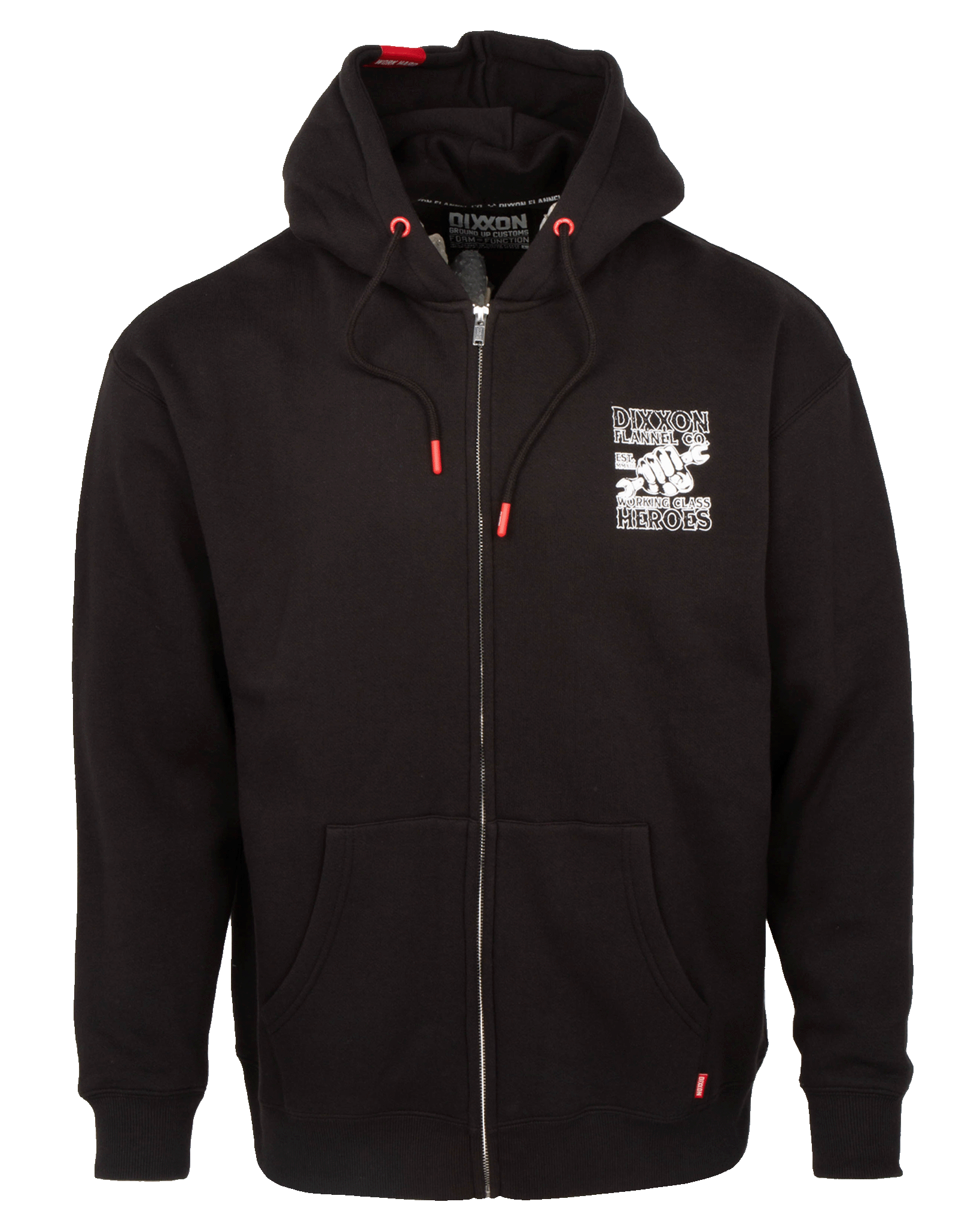 Working Class Fist Zip Up Hoodie - Black