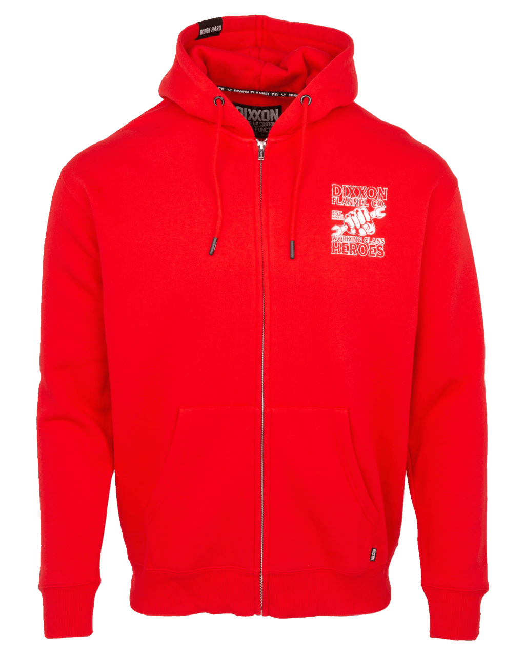 Working Class Fist Zip Up Hoodie - Red