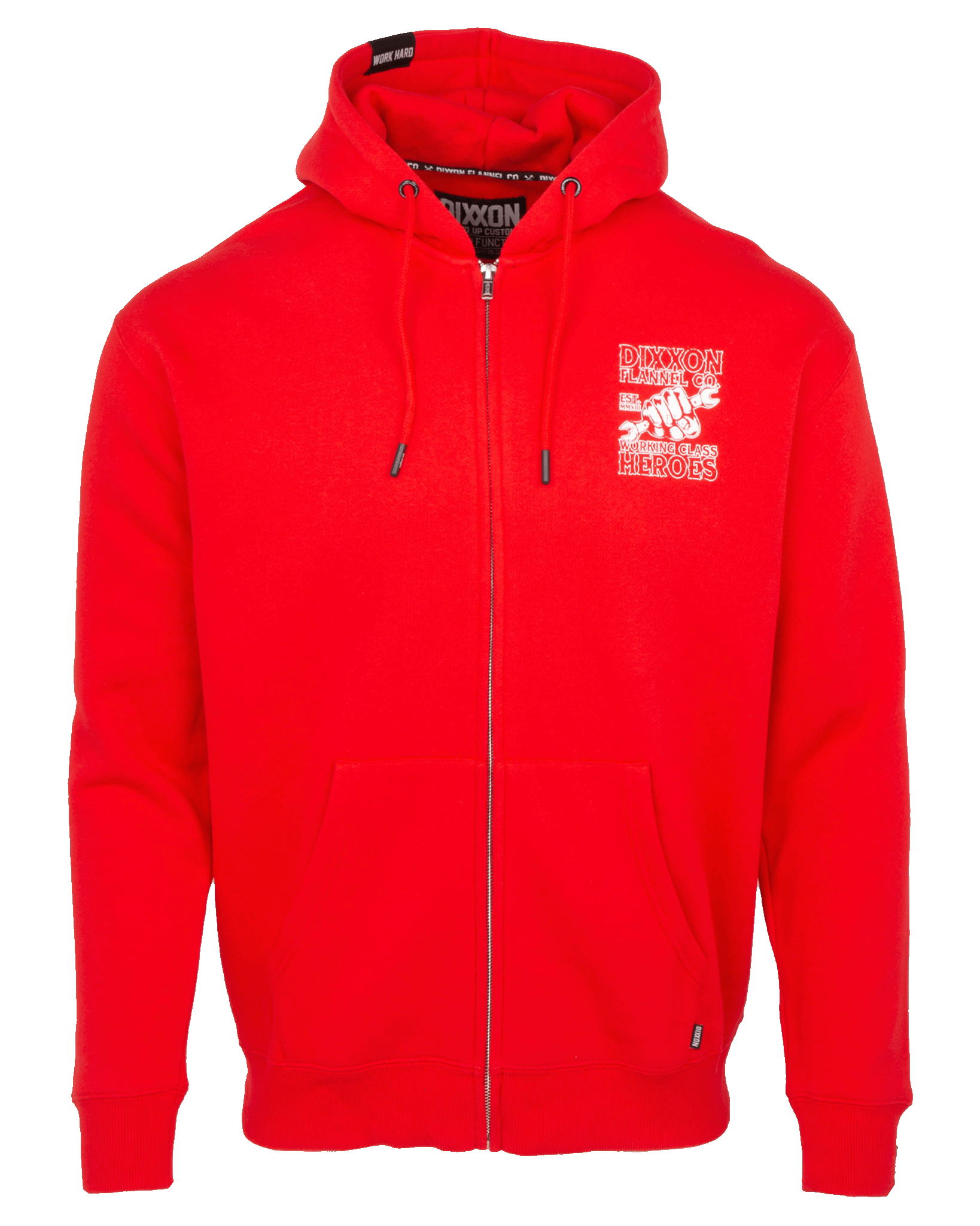 Working Class Fist Zip Up Hoodie - Red