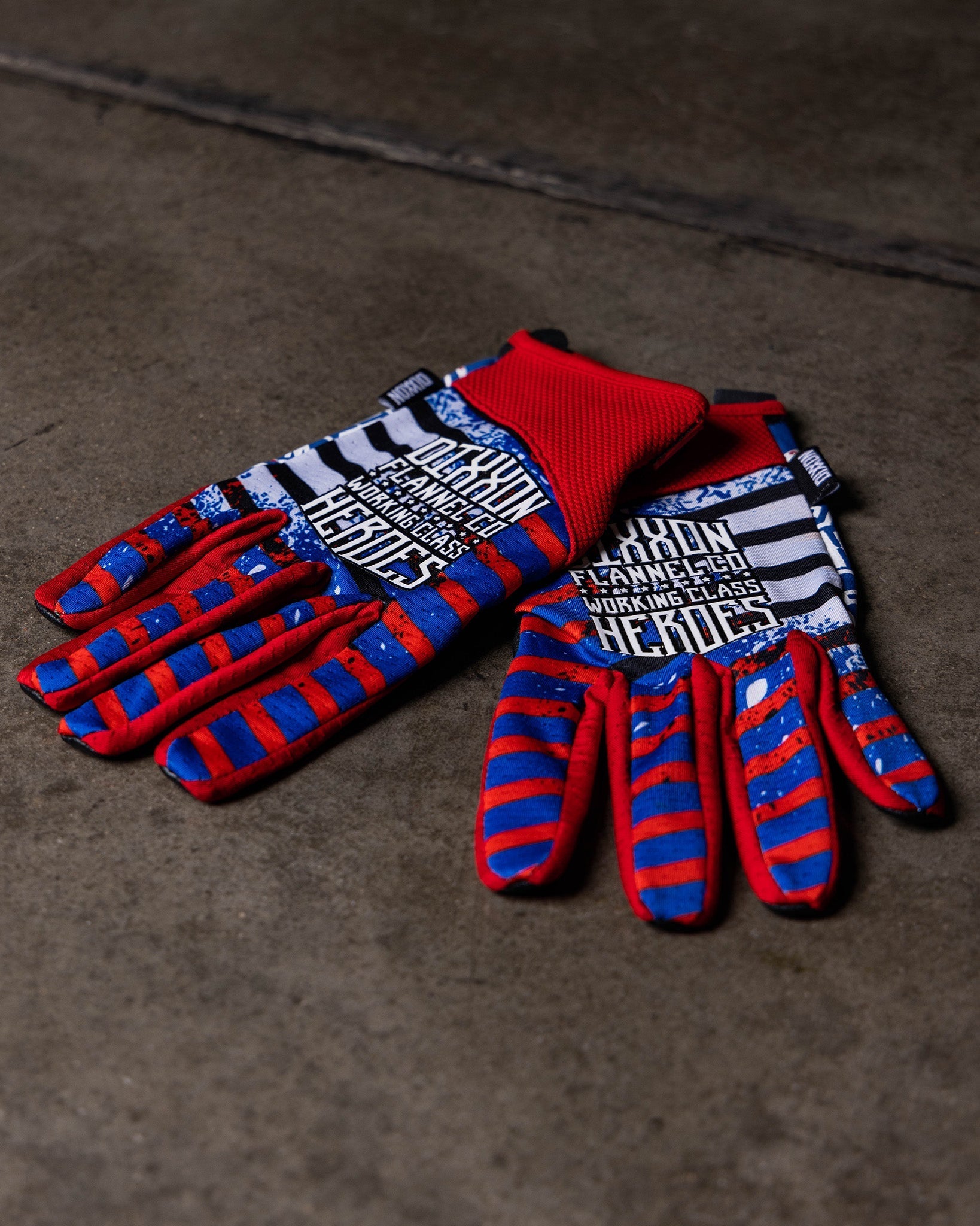 Working Class Heroes Moto Gloves - Red, White, & Blue