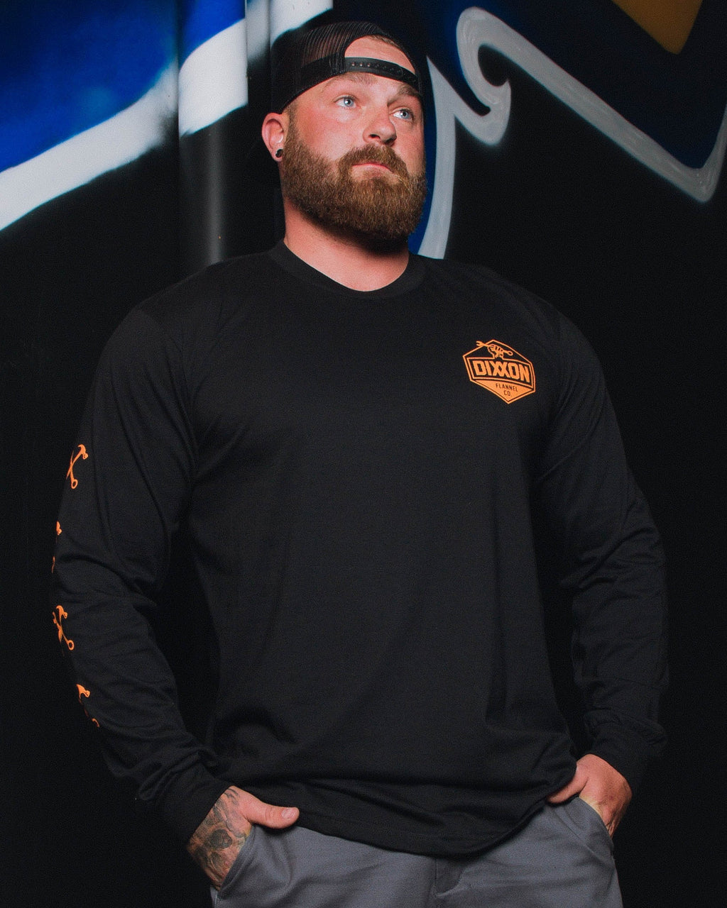 Working Class Long Sleeve T-Shirt - Black & Orange