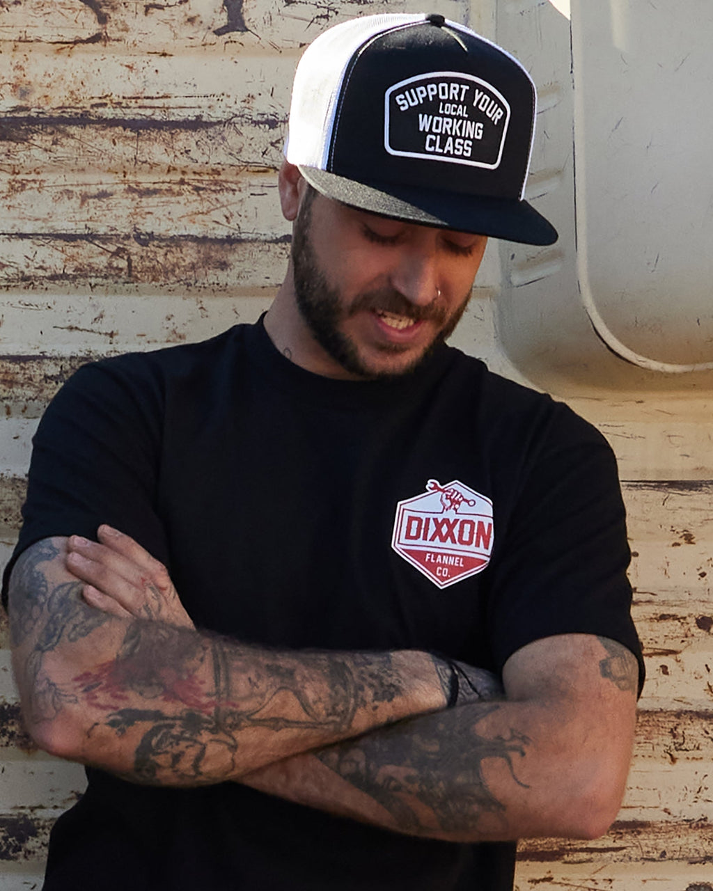 Red & White Working Class T-Shirt - Black